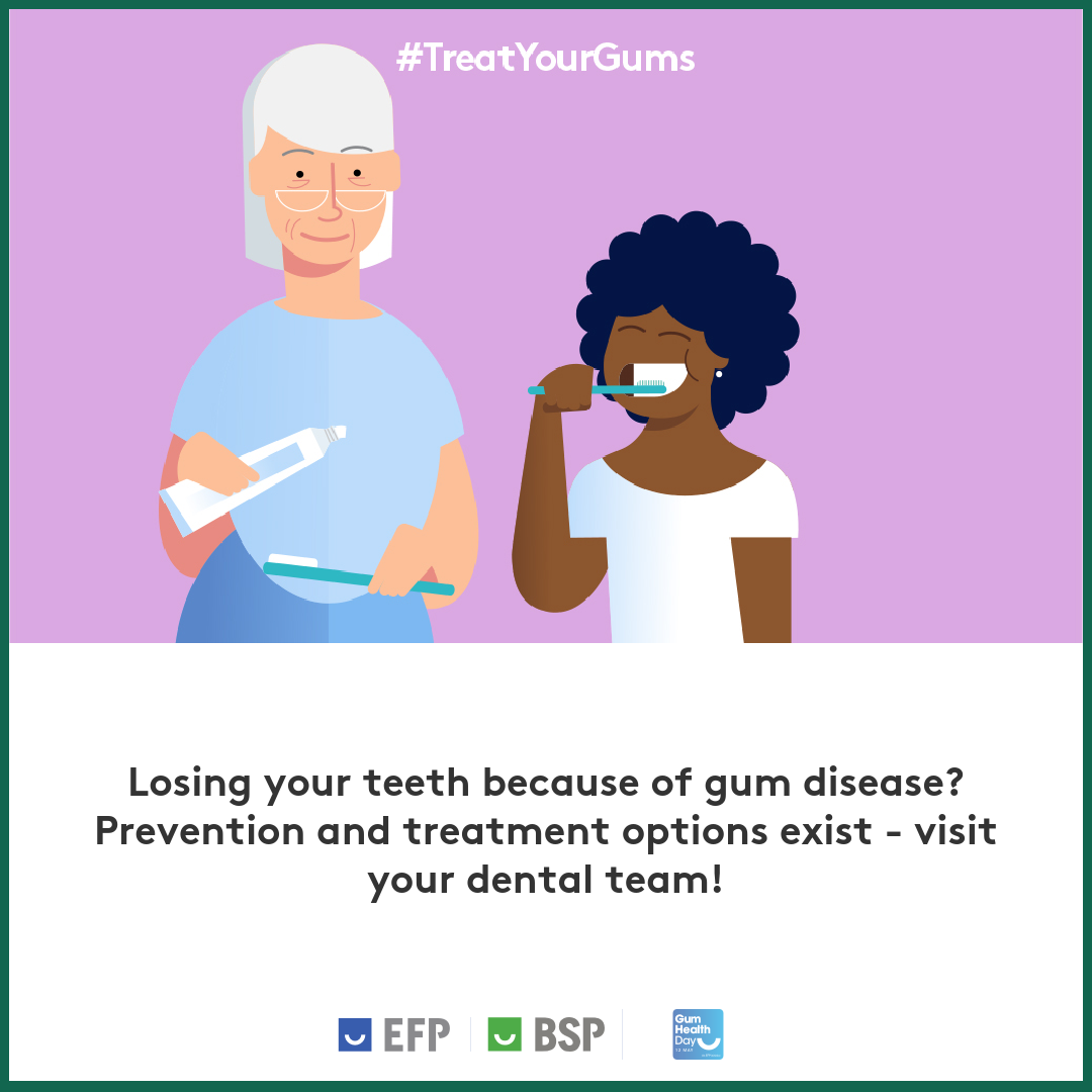 Losing your teeth because of gum disease? Prevention and treatment options exist - visit your dental team!