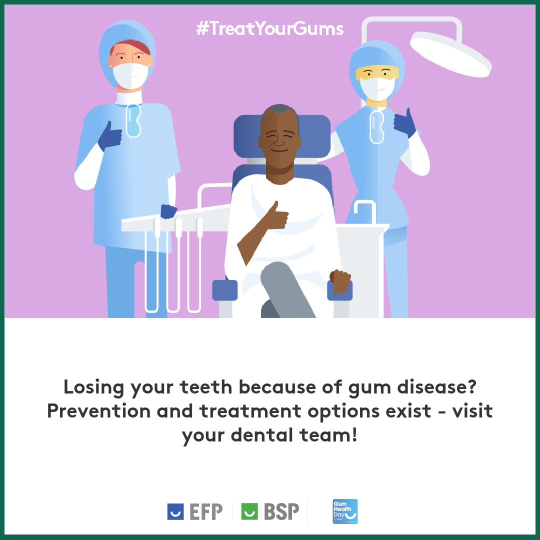 Losing your teeth because of gum disease? Prevention and treatment options exist - visit your dental team!