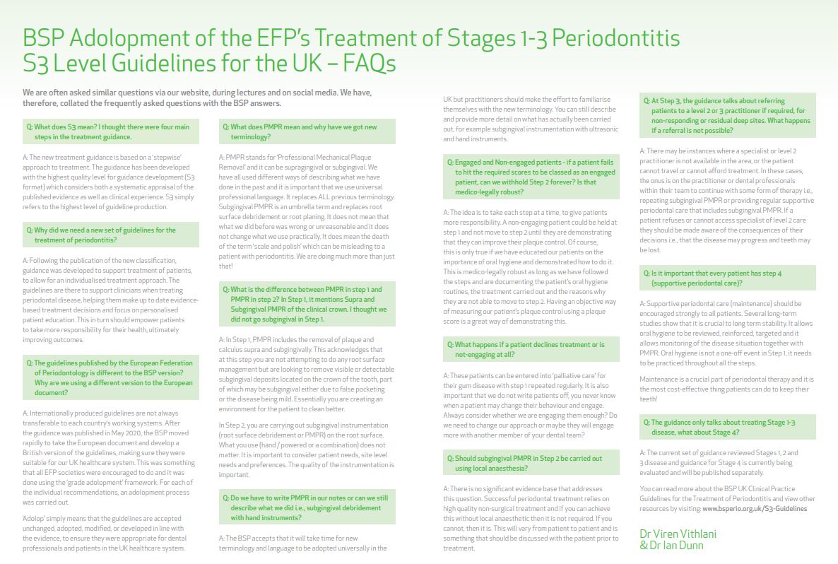S3 Treatment Guidelines for Periodontitis | BSP
