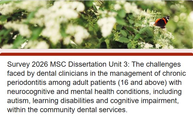 Survey for Dentists, Dental Therapists and Dental Hygienists who work in Community Dental Services