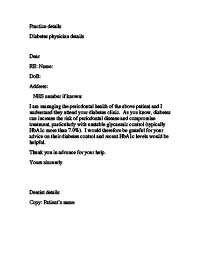 Template letter to doctor for diabetes patients